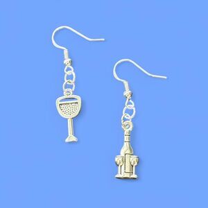 Sterling Silver Wine Dangle Earrings